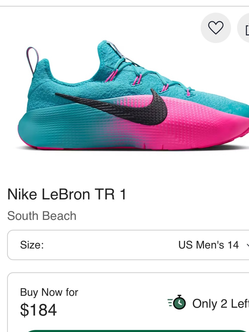 Nike LeBron TR 1 “South Beach “ Teal and Pink Men's Training Sneakers - Picture 8 of 8